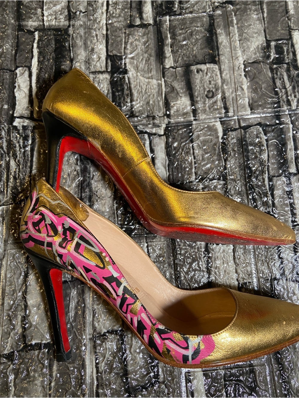 Christian Louboutin Pigalle 100 pumps in a limited edition gold nappa leather.